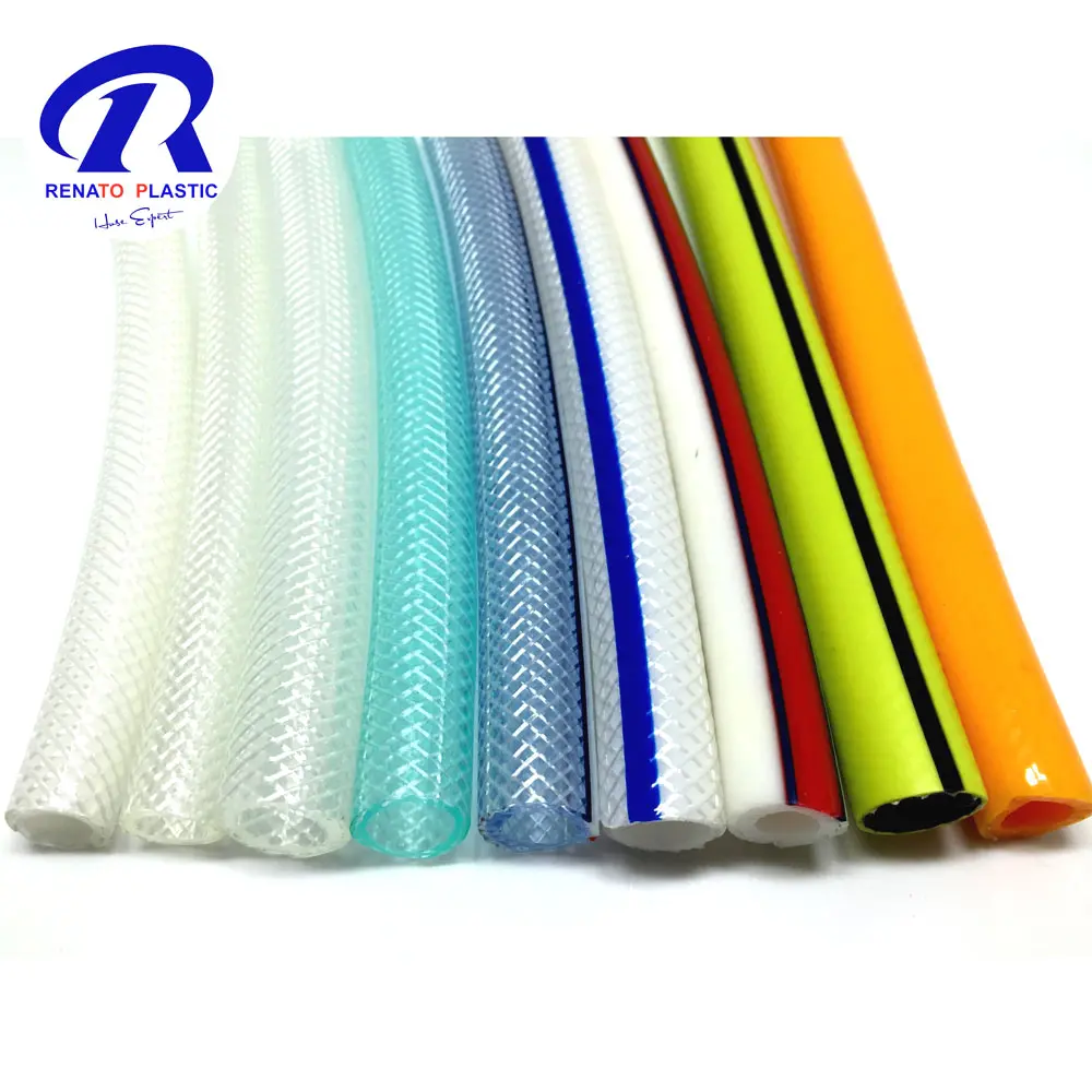 Manguera flexible reforzada con fibra de PVC transparente de 1/2 pulgada